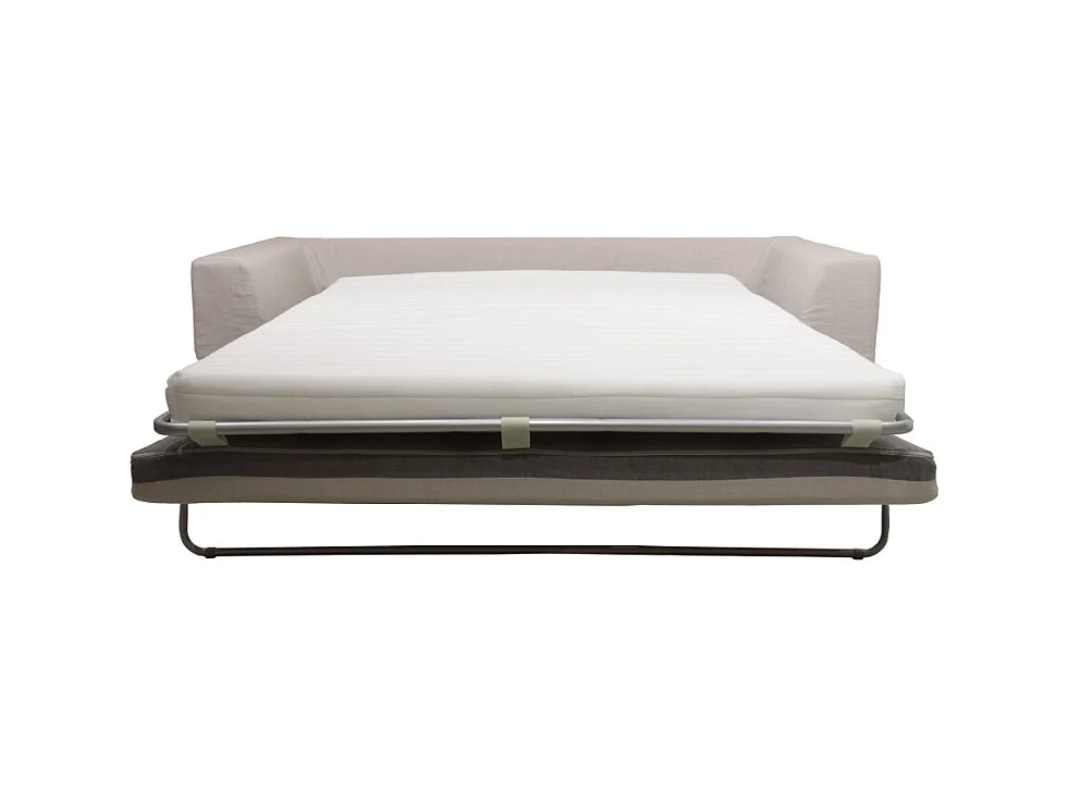 Amany - Canapé convertible 3 places entièrement déhoussable en tissu - Couleur - Naturel