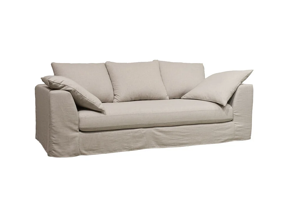 Amany - Canapé convertible 3 places entièrement déhoussable en tissu - Couleur - Naturel