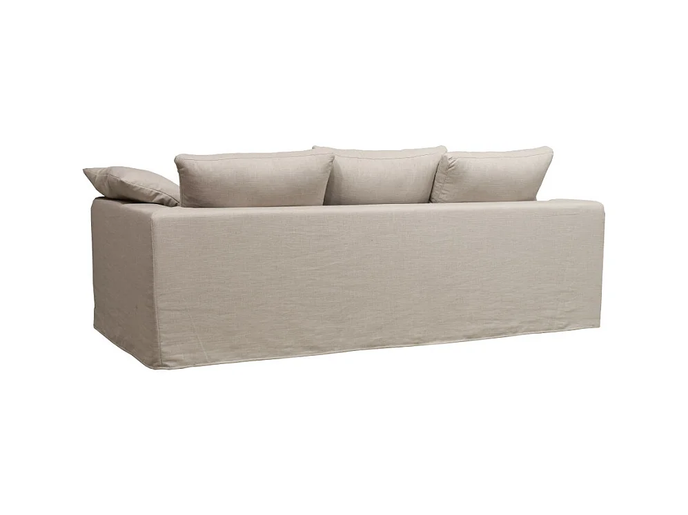 Amany - Canapé convertible 3 places entièrement déhoussable en tissu - Couleur - Naturel