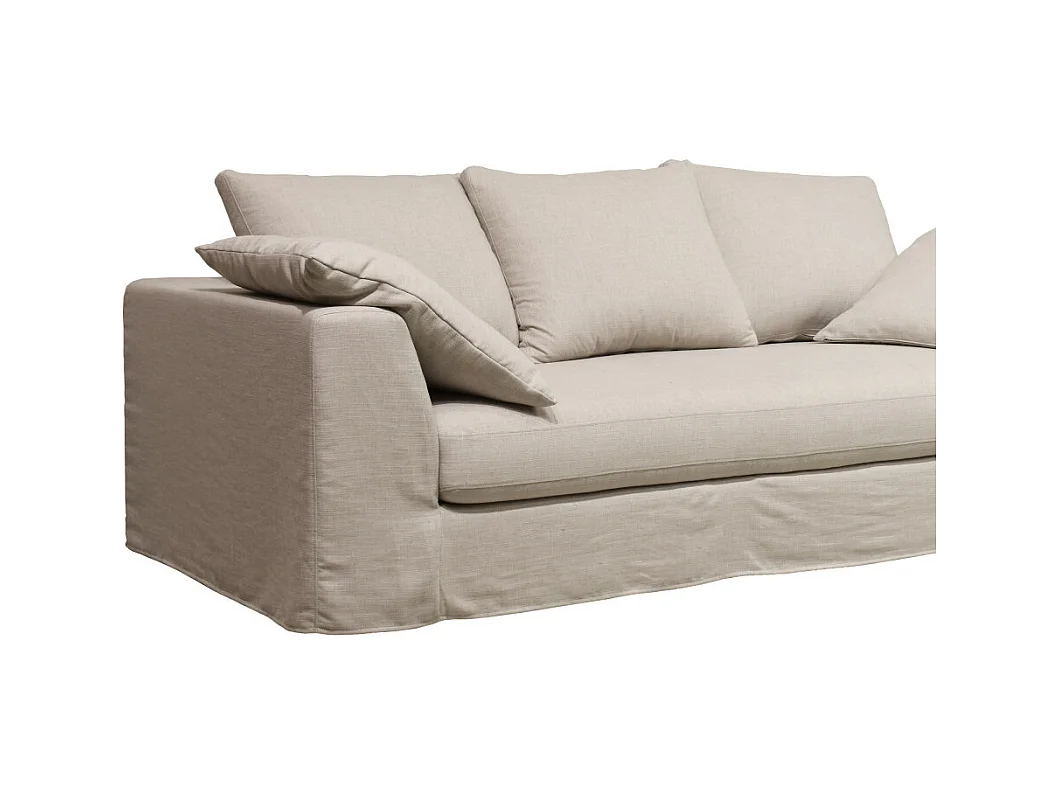 Amany - Canapé convertible 3 places entièrement déhoussable en tissu - Couleur - Naturel