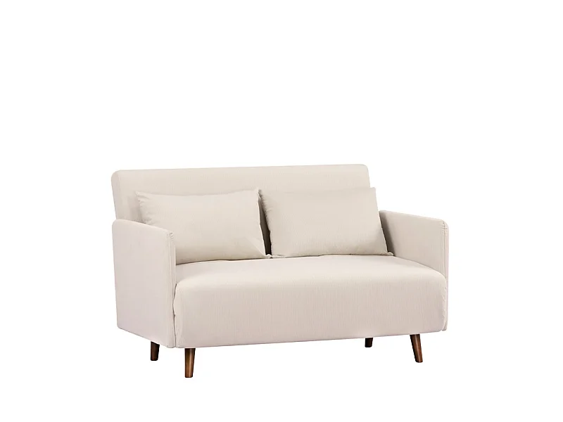 Belushi - Canapé convertible 2 places en velours côtelé L120cm - Beige