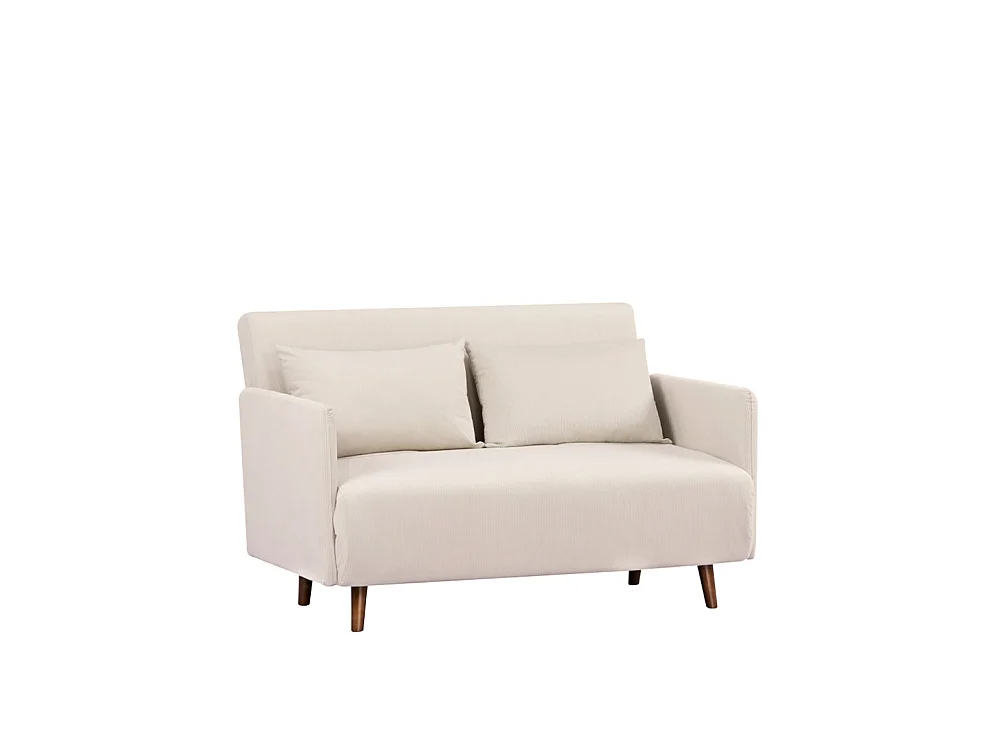 Belushi - Canapé convertible 2 places en velours côtelé L120cm - Beige