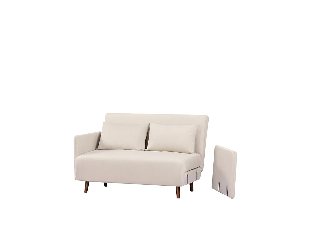 Belushi - Canapé convertible 2 places en velours côtelé L120cm - Beige