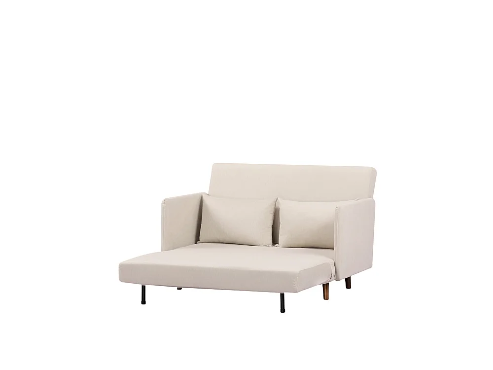 Belushi - Canapé convertible 2 places en velours côtelé L120cm - Beige