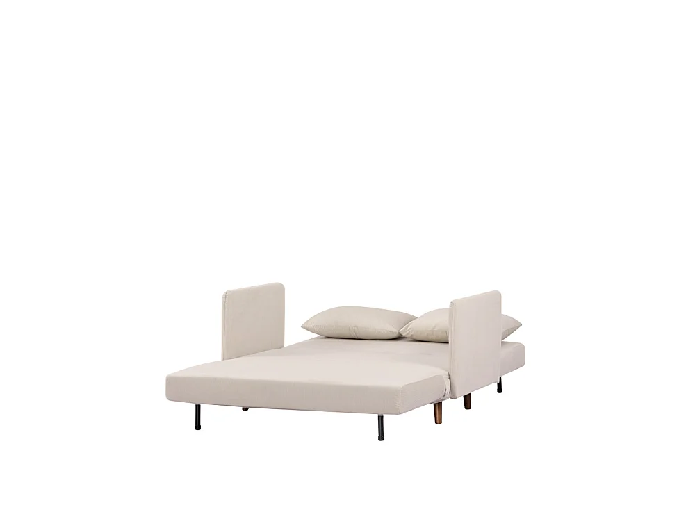 Belushi - Canapé convertible 2 places en velours côtelé L120cm - Beige