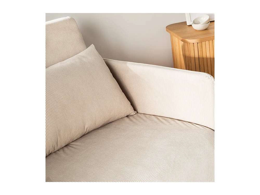 Belushi - Canapé convertible 2 places en velours côtelé L120cm - Beige