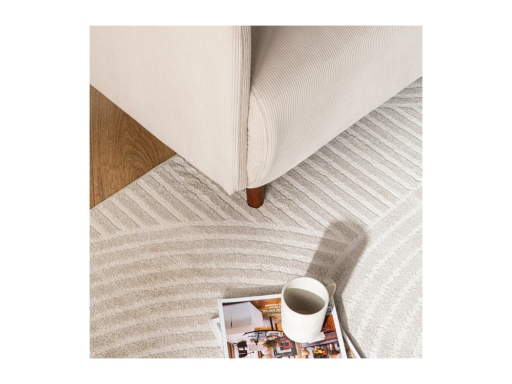 Belushi - Canapé convertible 2 places en velours côtelé L120cm - Beige