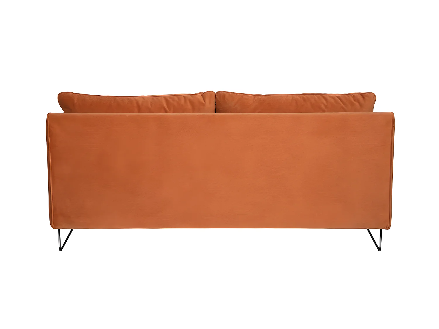 Lunery - Canapé 4 places convertible en velours pieds épingles noirs - Rouille