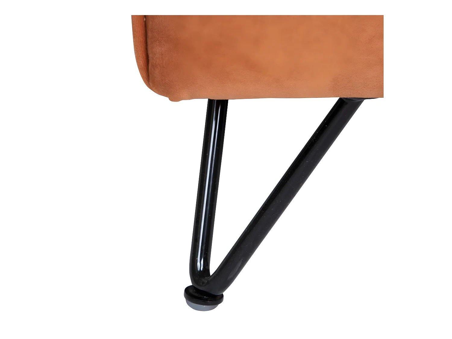 Lunery - Canapé 4 places convertible en velours pieds épingles noirs - Rouille