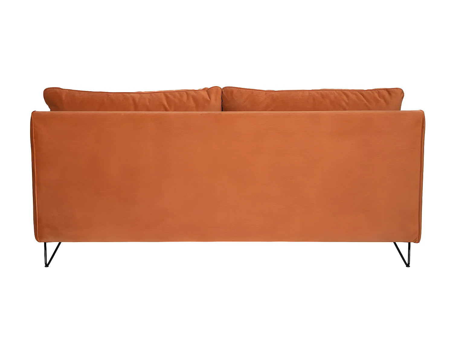 Lunery - Canapé 4 places convertible en velours pieds épingles noirs - Rouille