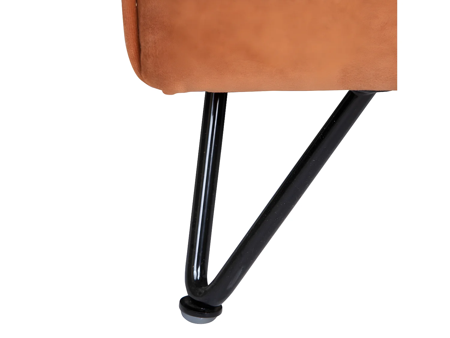 Lunery - Canapé 4 places convertible en velours pieds épingles noirs - Rouille