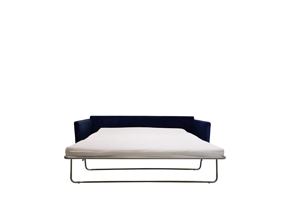 Villabon - Canapé convertible 3 places en velours pieds épingles noirs - Bleu marine