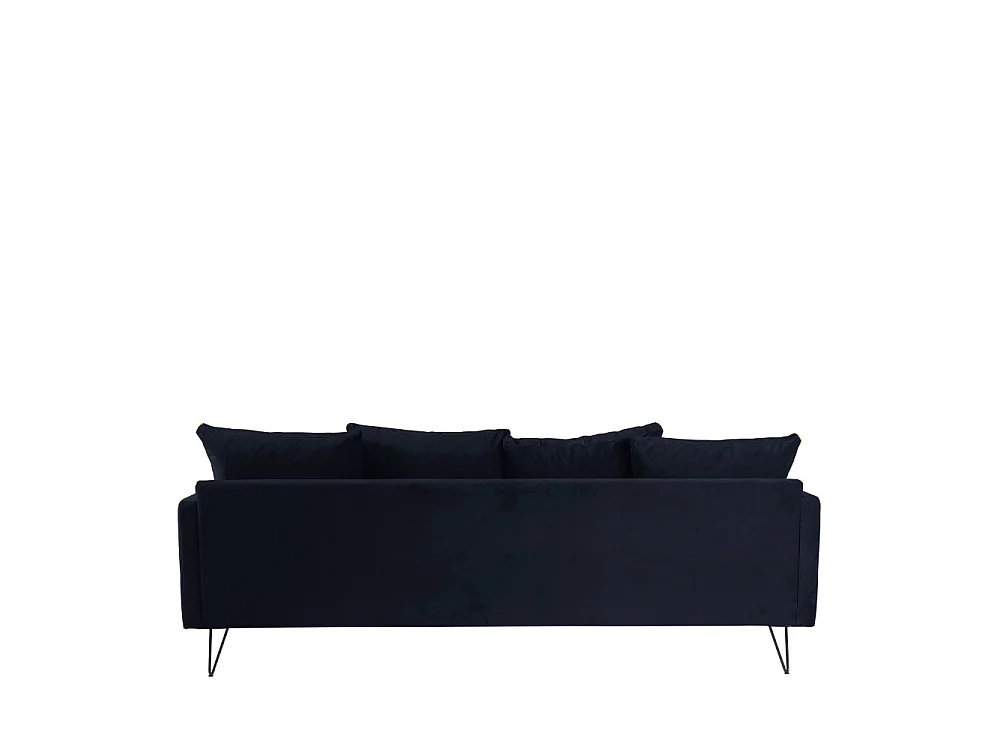 Villabon - Canapé convertible 3 places en velours pieds épingles noirs - Bleu marine
