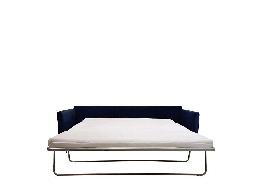 Villabon - Canapé convertible 3 places en velours pieds épingles noirs - Bleu marine