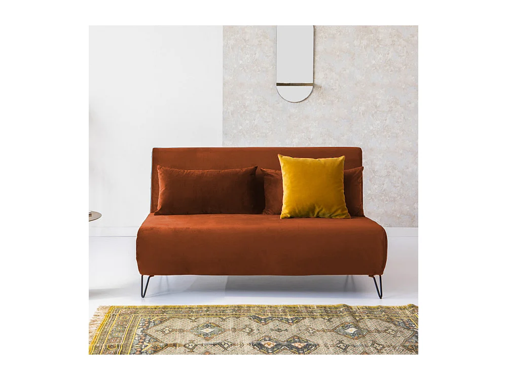 Joe Harper - Canapé convertible 2 places en velours - Rouille