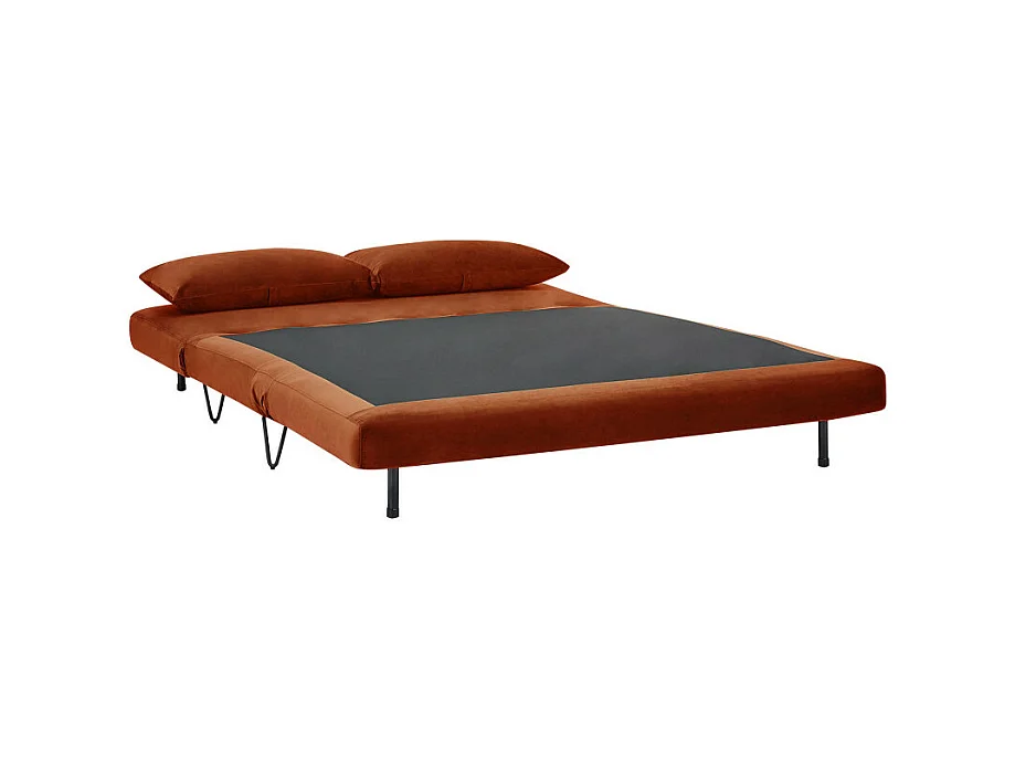 Joe Harper - Canapé convertible 2 places en velours - Rouille