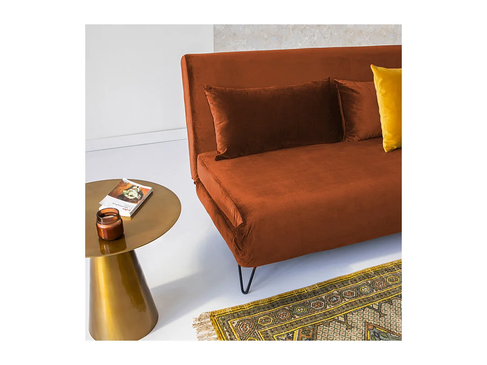 Joe Harper - Canapé convertible 2 places en velours - Rouille