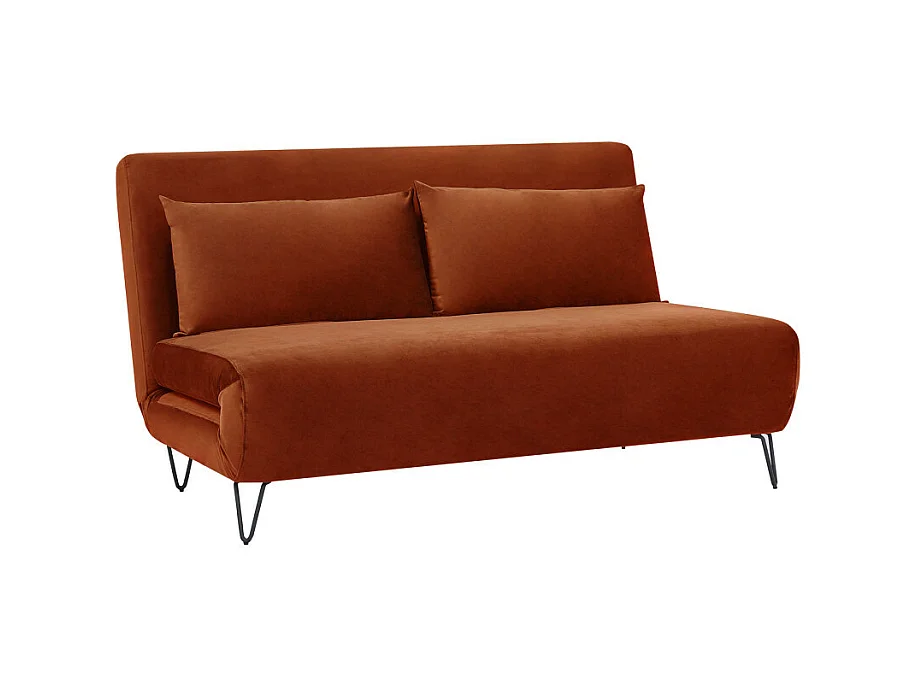 Joe Harper - Canapé convertible 2 places en velours - Rouille