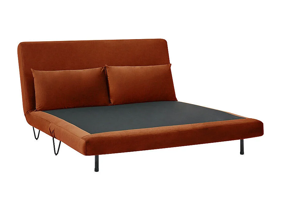 Joe Harper - Canapé convertible 2 places en velours - Rouille