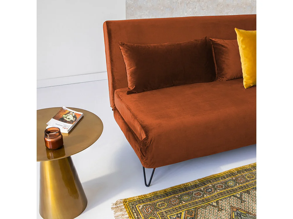 Joe Harper - Canapé convertible 2 places en velours - Rouille