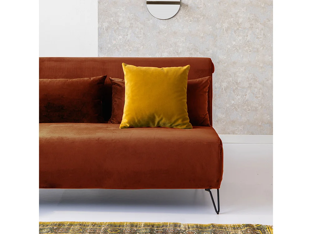 Joe Harper - Canapé convertible 2 places en velours - Rouille