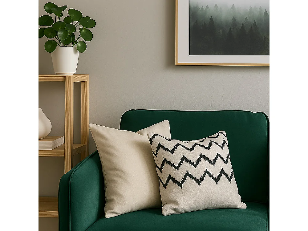 Vornay - Canapé convertible express 3 places en velours - Vert eucalyptus