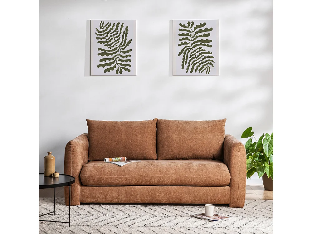 Wiame - Canapé convertible 2,5 places en tissu - Terracotta