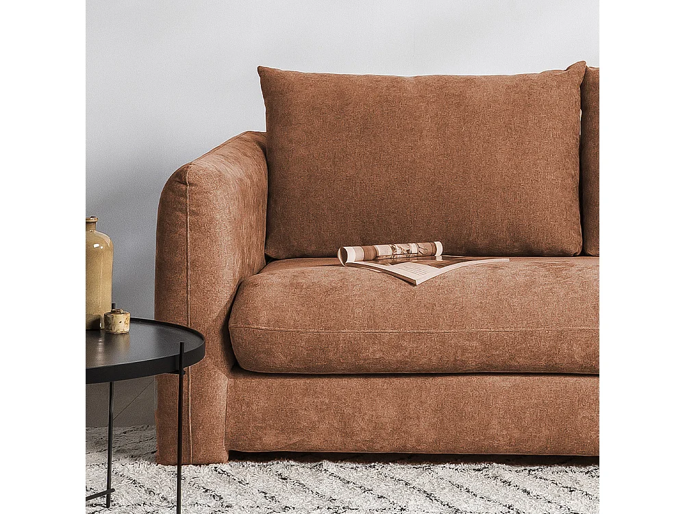 Wiame - Canapé convertible 2,5 places en tissu - Terracotta
