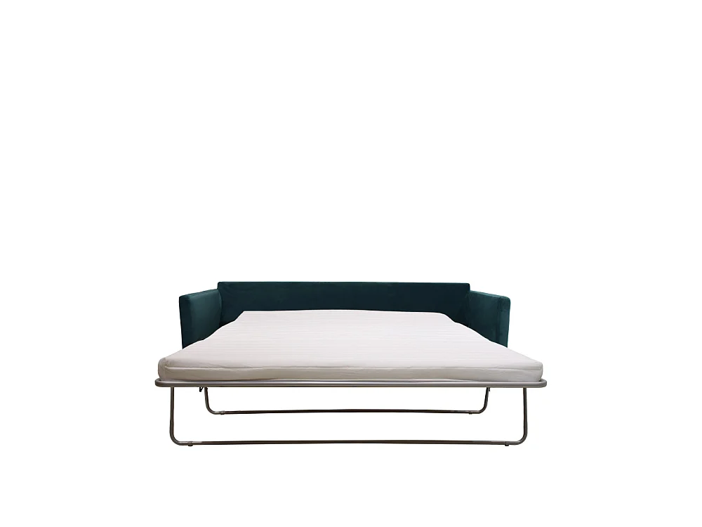 Villabon - Canapé convertible 3 places en velours pieds épingles noirs - vert eucalyptus