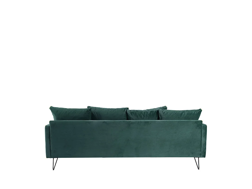 Villabon - Canapé convertible 3 places en velours pieds épingles noirs - vert eucalyptus