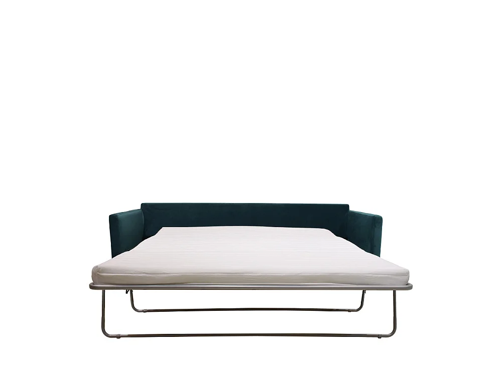 Villabon - Canapé convertible 3 places en velours pieds épingles noirs - vert eucalyptus