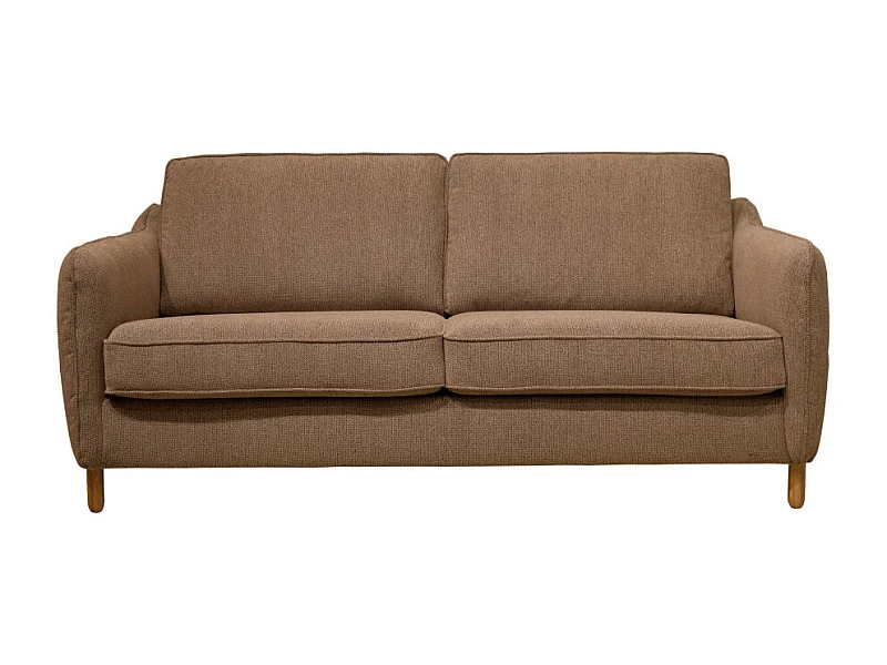 Vornay - Canapé convertible express 2 places en tissu pieds bois foncé - Caramel chiné