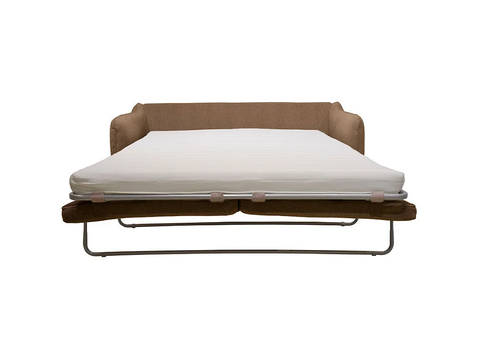 Vornay - Canapé convertible express 2 places en tissu pieds bois foncé - Caramel chiné