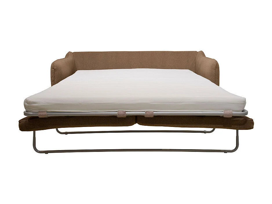 Vornay - Canapé convertible express 2 places en tissu pieds bois foncé - Caramel chiné