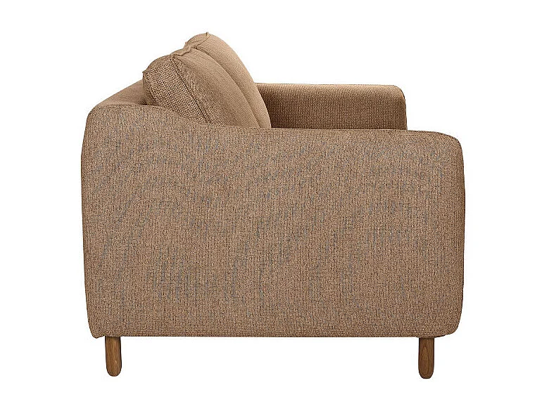 Vornay - Canapé convertible express 2 places en tissu pieds bois foncé - Caramel chiné