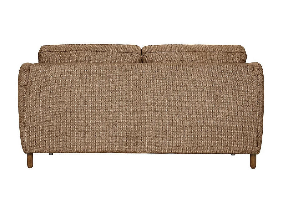 Vornay - Canapé convertible express 2 places en tissu pieds bois foncé - Caramel chiné