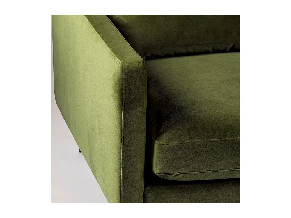 Villabon - Canapé convertible 3 places en velours pieds épingles noirs - Vert olive