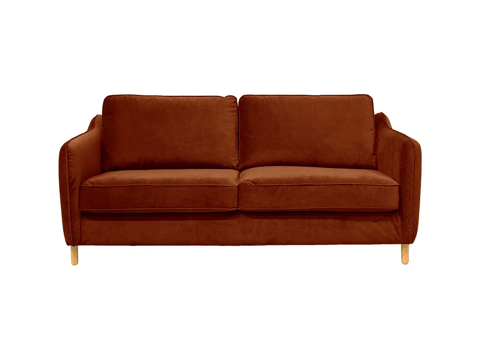 Vornay - Canapé convertible express 3 places en velours - Rouille