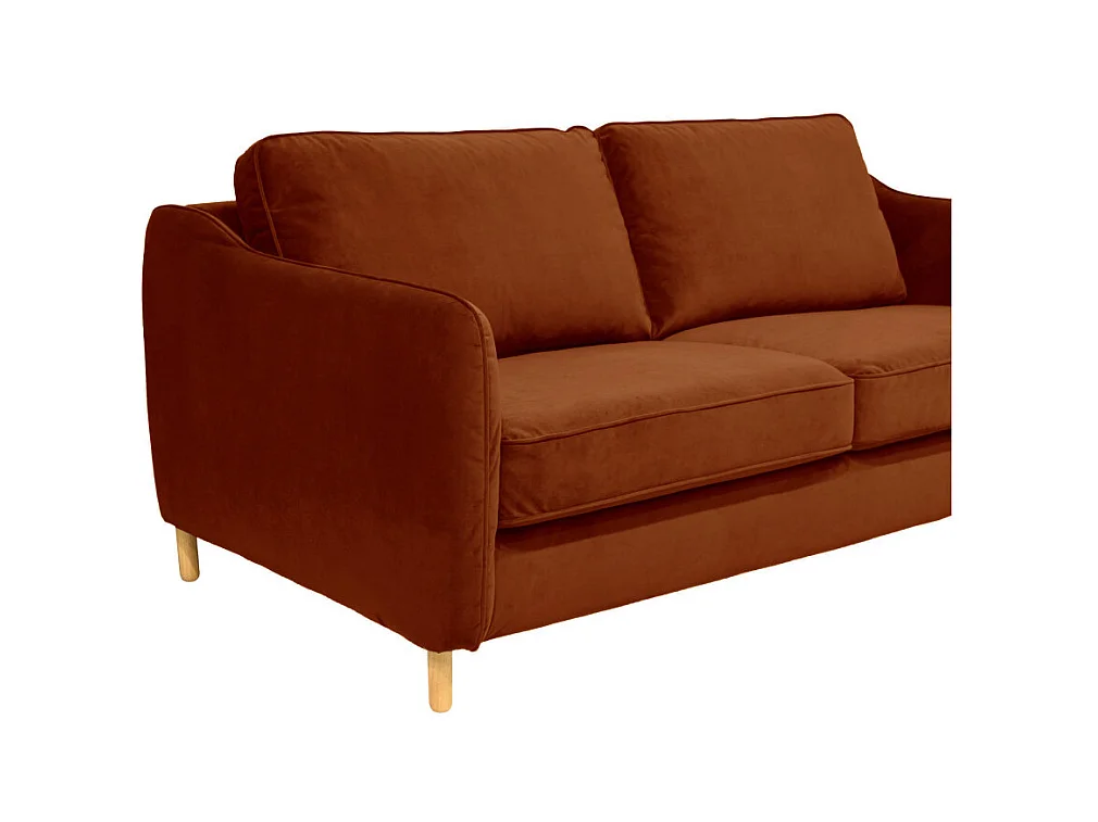Vornay - Canapé convertible express 3 places en velours - Rouille