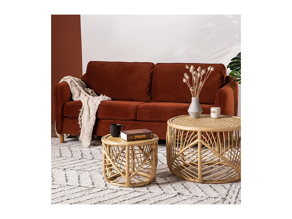 Vornay - Canapé convertible express 3 places en velours - Rouille