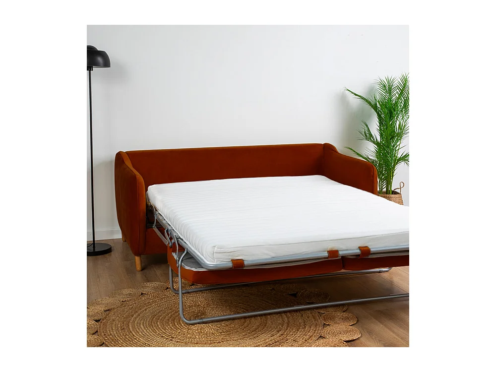 Vornay - Canapé convertible express 3 places en velours - Rouille