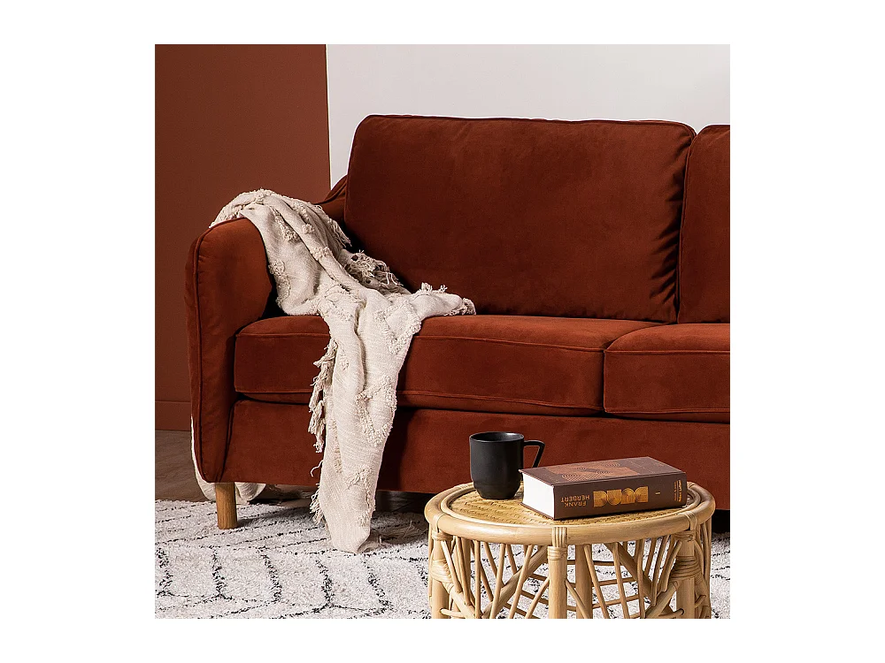 Vornay - Canapé convertible express 3 places en velours - Rouille