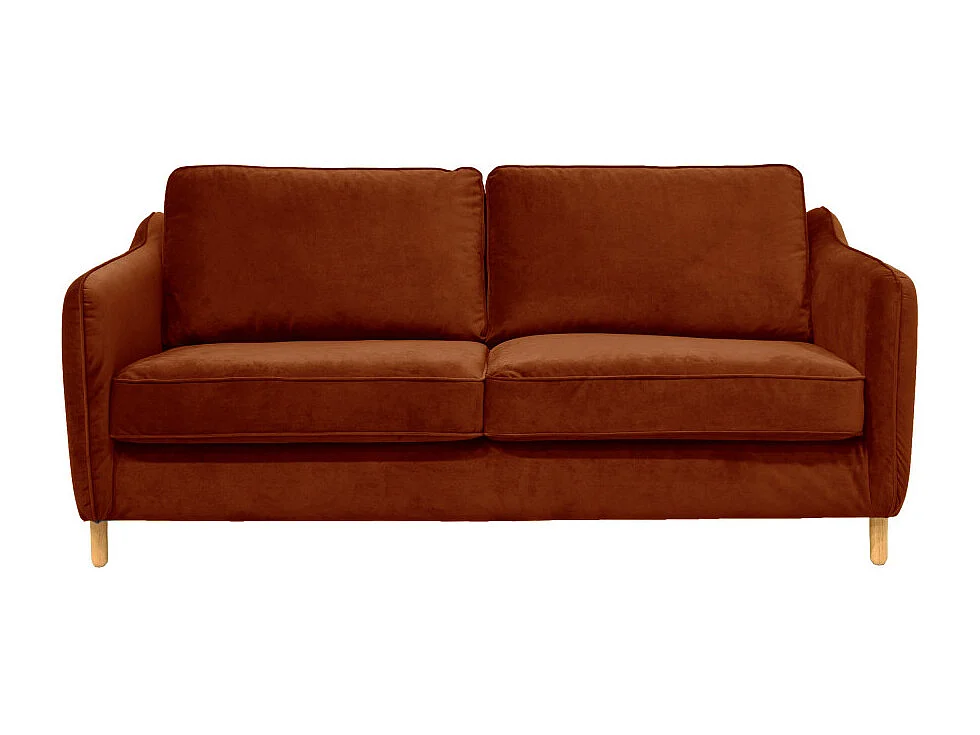 Vornay - Canapé convertible express 3 places en velours - Rouille