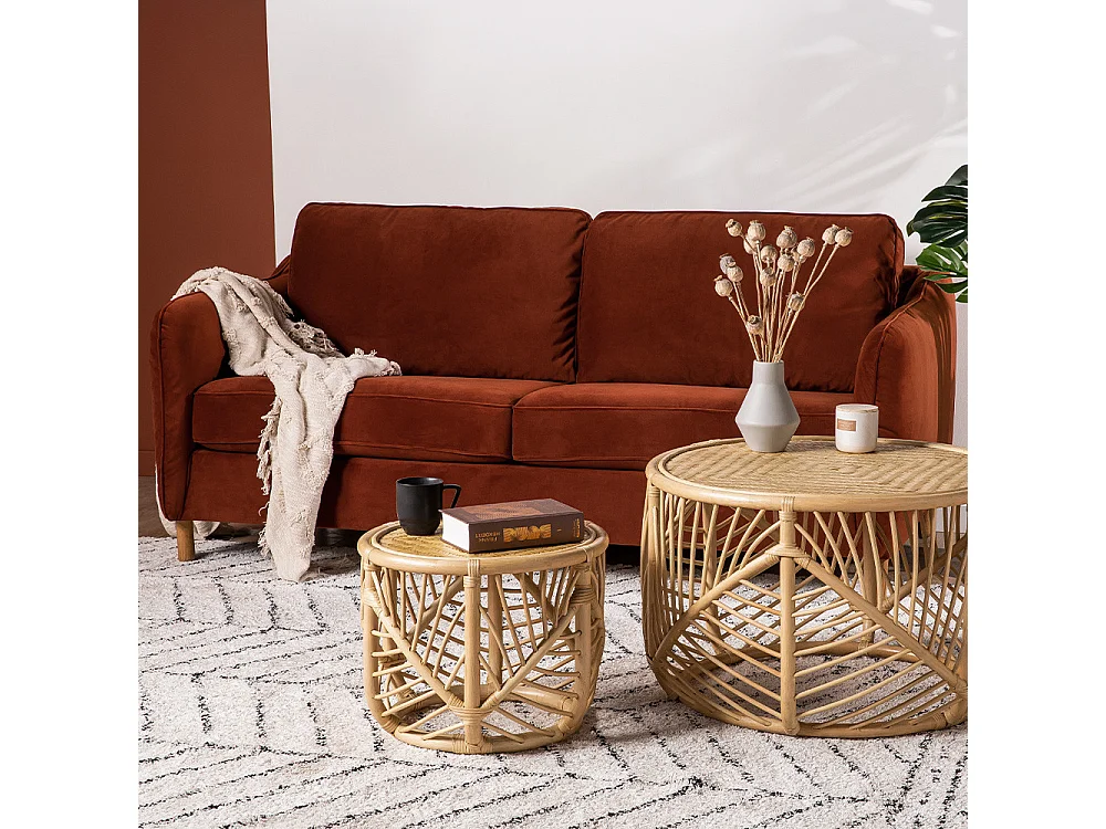 Vornay - Canapé convertible express 3 places en velours - Rouille