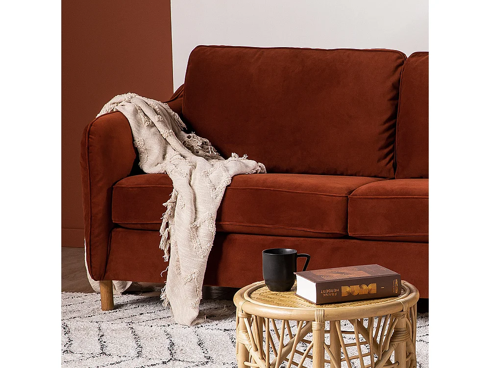 Vornay - Canapé convertible express 3 places en velours - Rouille