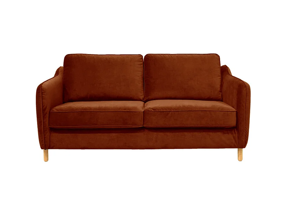 Vornay - Canapé convertible express 2 places en velours - Rouille