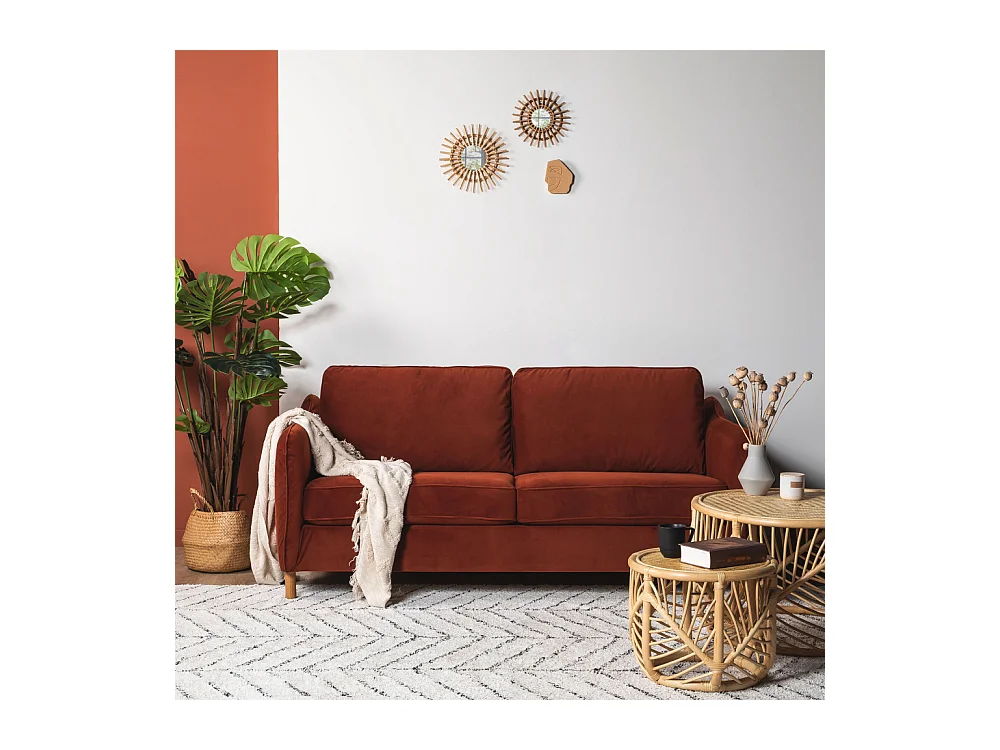 Vornay - Canapé convertible express 2 places en velours - Rouille