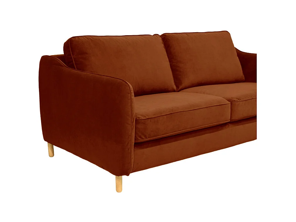 Vornay - Canapé convertible express 2 places en velours - Rouille