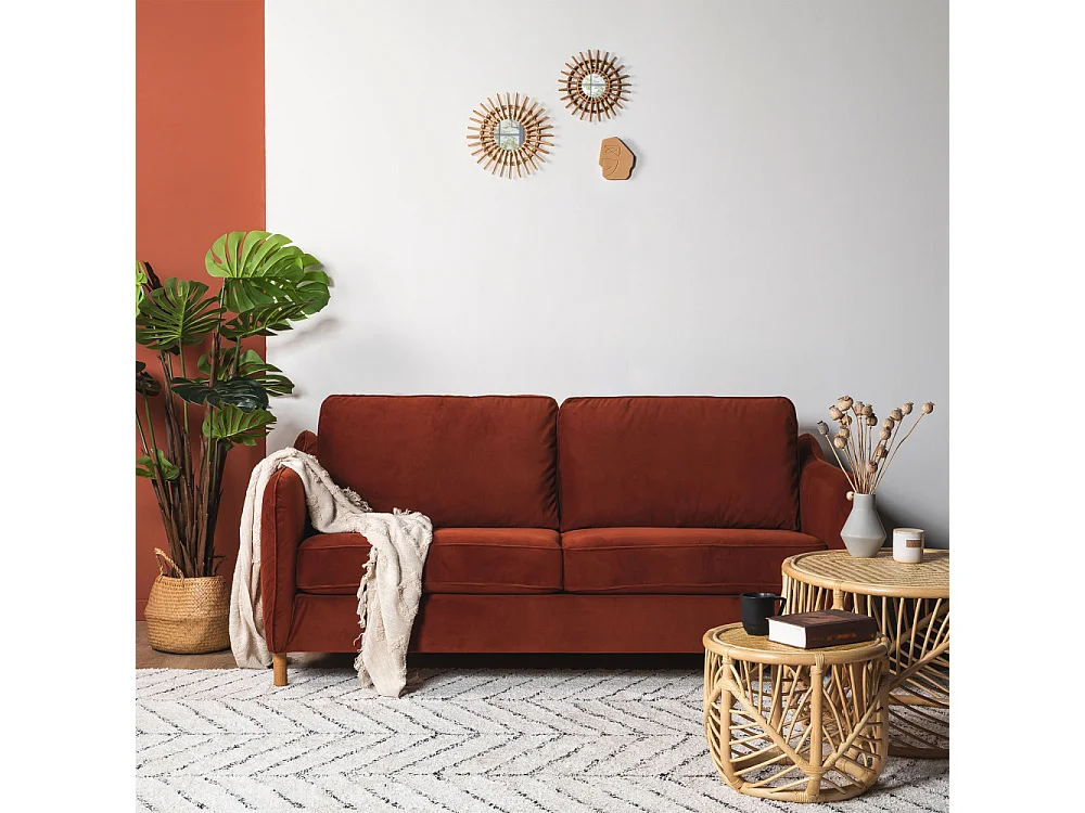 Vornay - Canapé convertible express 2 places en velours - Rouille