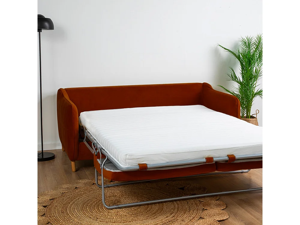 Vornay - Canapé convertible express 2 places en velours - Rouille
